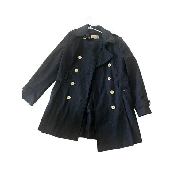 EUC Michael Kors black wool jacket sz 10 sophisticated classy gold buttons wintr - Picture 2 of 8